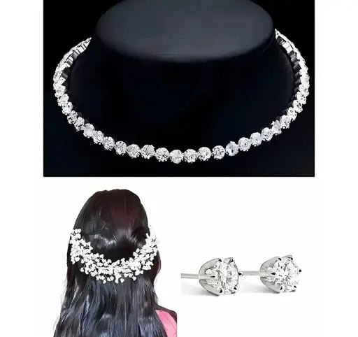 sale price live !! White crystal necklace silver beeds super corean necklace trending