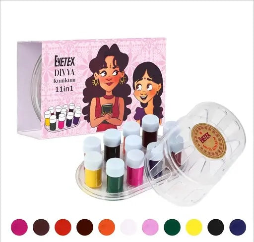 Eyetex Divyaa Kumkum 11 in 1, 17g, Full Coverage, Smooth Finish, Travel-friendly, Skin-friendly, Lightweight, Single-stroke Application, Fine-tip Precision Applicator