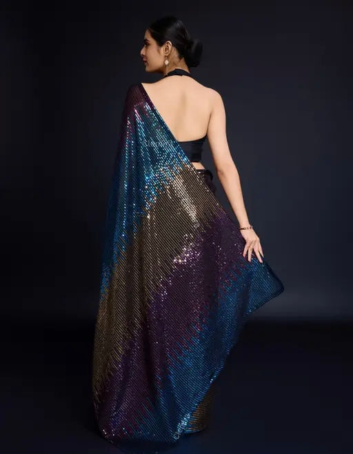 Designer Georgette Saree With & Sequin Work