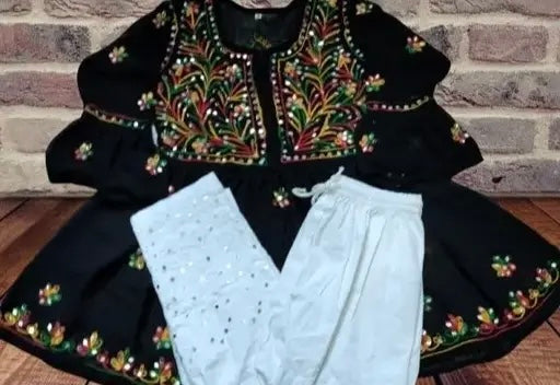 Lucknowi chikankari mirror work women latest kurta and pant