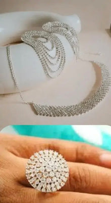 Silver jwellery necklace and ring combo