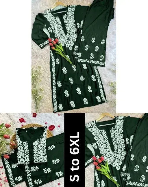Women Chikankari Kurti With Palazzo