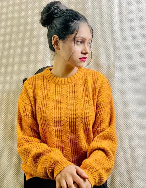 Wear lusso Women 100% Wool Pullover Sweater Regular Fit for Winter Wear | Full Sleeve | Stylish Sweater Crafted with Comfort Fit and Modern Clothing for Winter Wear