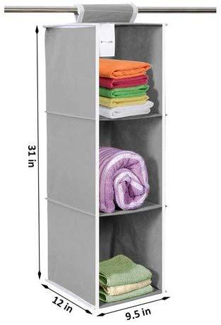 Cloth Organizer - Hanging 3 Shelves Wardrobe Organizer