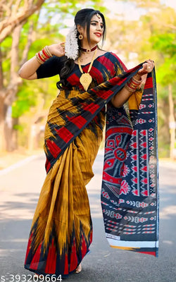 Ethnic Odisha Pure Cotton Saree Sambalpuri Pasapalli Print Women's Saree (Pack Of 1)