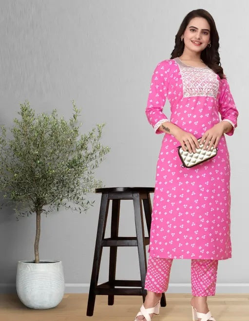 SRUTI KURTI AND PANT SET PINK