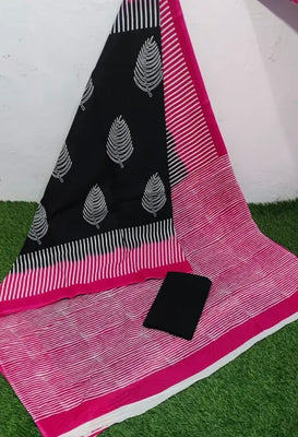 Jaipuri Hand Block Printed Soft Cotton Mulmul Saree ,Sanganeri Cotton Malmal Saree, Bagru Cotton Saree, Batic / Batik Print Cotton saree In Super Fine 92*80 Fabric Quality With Attached Blouse Piece for Woman