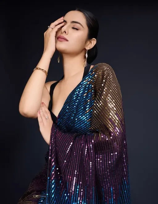 Designer Georgette Saree With & Sequin Work